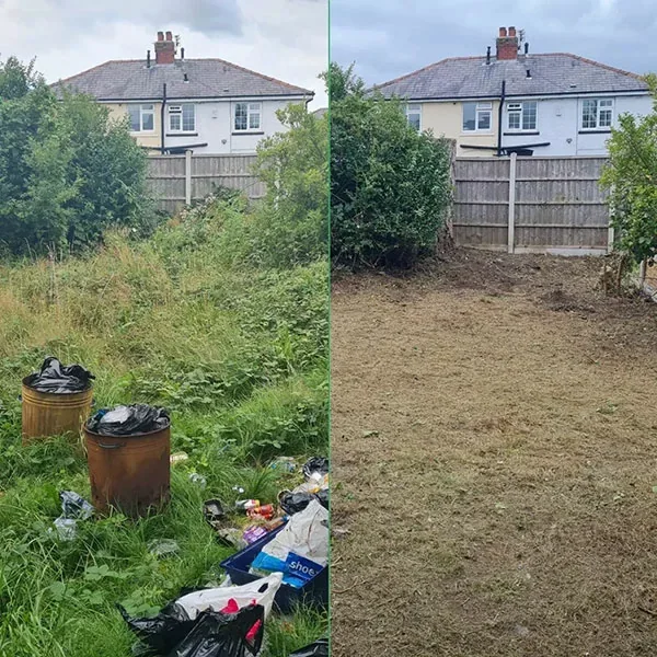 Before and after views of a garden clearance by Sharp Hedges